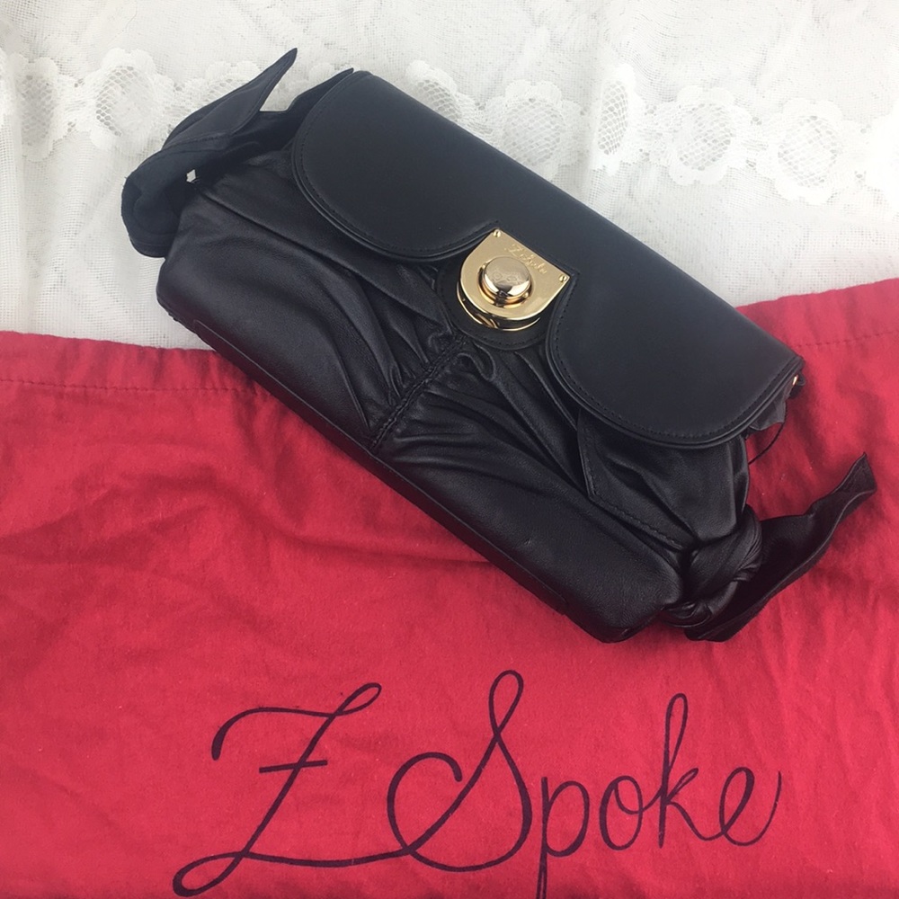 Z Spoke Zac Posen Leather Bow Clutch